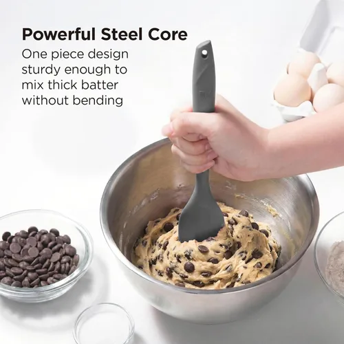 Miniatura 3 de Kitchen Mama WaltzGrip - Espátula de raspado de silicona platinada: resistente al calor, sin costuras, antiadherente para utensilios de cocina, gris