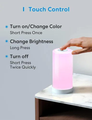 Miniatura 4 de meross Lámpara de mesa inteligente, lámpara de noche, compatible con Apple HomeKit, Siri, Amazon Alexa y SmartThings, blanco sintonizable