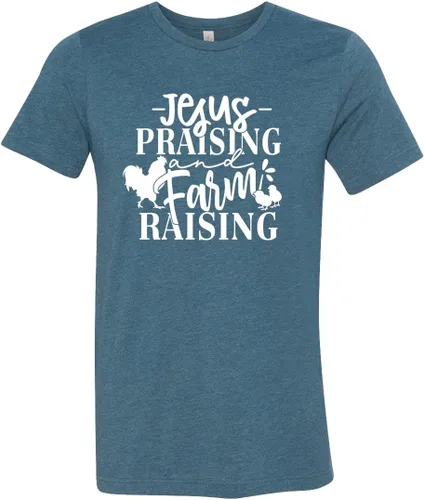 Country Girl Shirt, Jesus Praising Farm Raising Shirt, Farm Shirt, Farm Life Shirt, Ranch Girl Shirt, Ranch Mom Shirt, Farm Mom T-Shirt