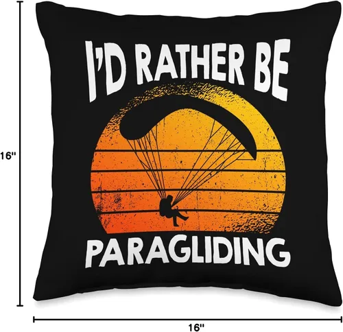 Miniatura 4 de Funny Paragliding Equipment Paragliding Gifts I'd Rather Be - Almohada de parapente, 16 x 16 pulgadas, multicolor