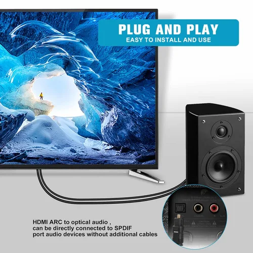 Miniatura 6 de Convertidor de audio HDMI ARC a óptico de 192 KHz para TV a barra de sonido, Plug & Play de 3.4 pies/3.4 ft ARC a cable óptico Adaptador