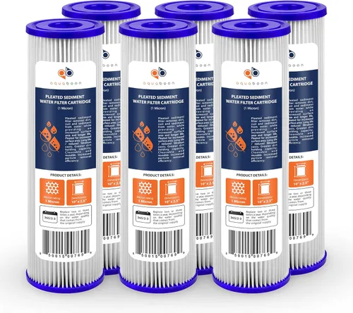 Aquaboon Filtro de agua plisado de 1 micrón, 10 x 2.5 pulgadas, cartucho de repuesto de filtro de sedimentos para toda la casa compatible con