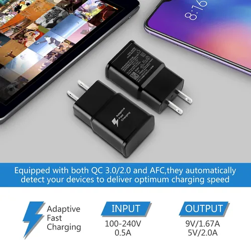 Miniatura 3 de Paquete de 2 adaptadores de carga rápida adaptables para Samsung Galaxy S26 S25 S24 S23 S22 S21 S20 S10 Plus S9 S8 S7 A57 A36 A26 A17 A15 A14 A13