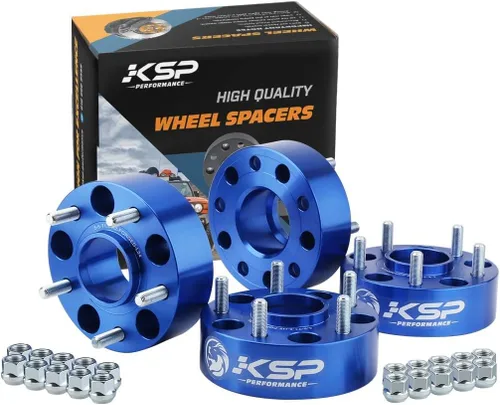 KSP - Espaciadores de rueda de 5 x 5 para JK XK WJ WK, espaciadores de 2 pulgadas 5x127 con pernos 1/2-20 de 2.815 in, kit centrado en cubo para Azul