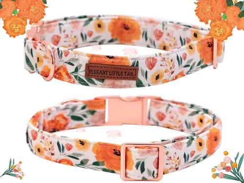 Miniatura 4 de Elegant little tail Collar de perro floral con lazo, cómodo corbatín para perro, collar de perro ajustable para perros y gatos pequeños, medianos