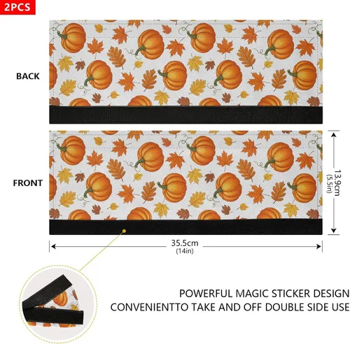 Miniatura 5 de Emelivor Juego de 2 fundas de repuesto para manija de puerta de refrigerador, color blanco calabaza otoñal, para hornos, lavavajillas, mantiene