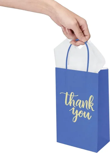 Miniatura 6 de DjinnGlory Paquete de 50 bolsas de papel azul marino de tamaño pequeño con papel de seda blanco de 9 x 5.5 x 3.15 pulgadas, bolsas de regalo