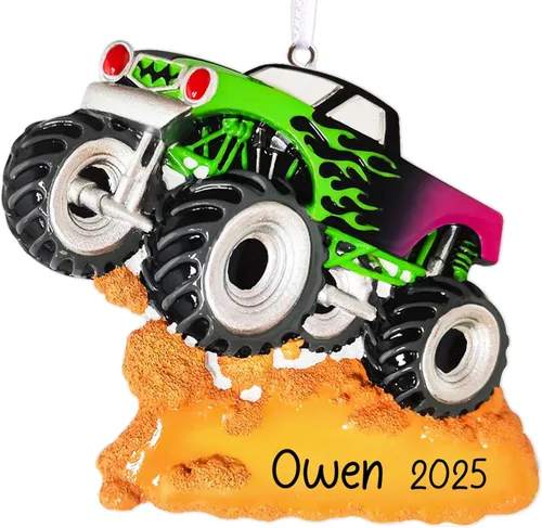 Miniatura 12 de Adorno de Navidad personalizado para retroexcavadora 2026, personalización gratuita Excavadora amarilla, excavadora poderosa, adorno de excavadora