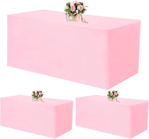 Miniatura 18 de Paquete de 2 manteles ajustables de 48 x 30 pulgadas, manteles rectangulares para mesas de 4 pies, mantel de tela de poliéster lavable para fiestas