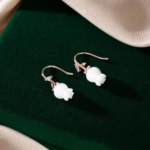 Miniatura 5 de Reffeer Aretes de plata de ley 925 maciza con diseño de flores para mujer