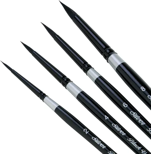 Miniatura 17 de Silver Brush Limited WC-3000S - Juego de acuarela Master de terciopelo negro, juego de 3 pinceles, forro de escritura tamaño 1, tamaño de lavado
