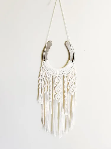 Miniatura 2 de Dielianyi Macramé ecuestre para colgar en la pared, arte de pared ecuestre hecho a mano, decoración de macramé de inspiración ecuestre para colgar