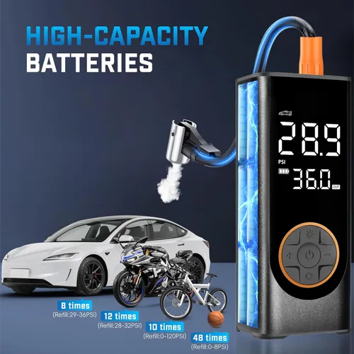 Miniatura 4 de Inflador de neumáticos, compresor de aire portátil, bomba de aire inalámbrica de 150 PSI para neumáticos de automóvil, bomba de neumáticos de 12 V