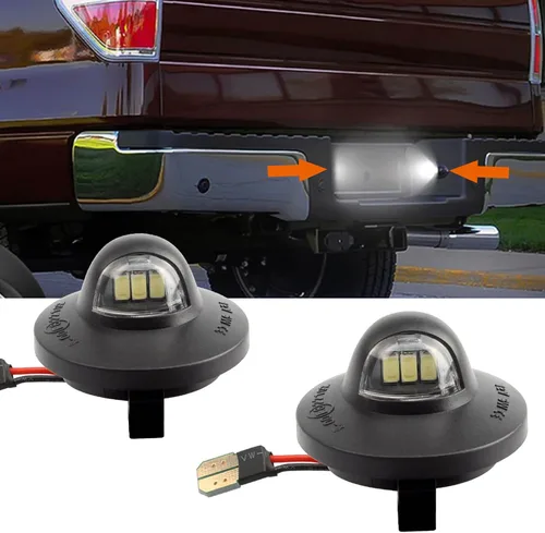 Conjunto de 2 luces LED para matrícula compatibles con F150 F250 F350 F450 F550, parachoques trasero de repuesto blanco brillante, montaje de luces