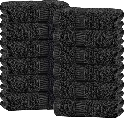 Toallas de mano blancas clásicas para baño [paquete de 12] Toallas de mano de algodón a granel para gimnasio, cocina y spa, 16x27 pulgadas, toallas