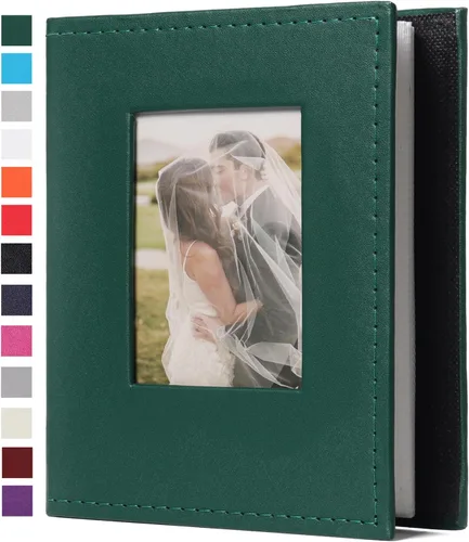 Miniatura 24 de Álbum de Fotos 4x6 para 300 Fotos Cubierta de Cuero PU Página Interior Negra para Álbumes de Boda Libro de Fotos Familiar Bebé Aniversario Bolsillo