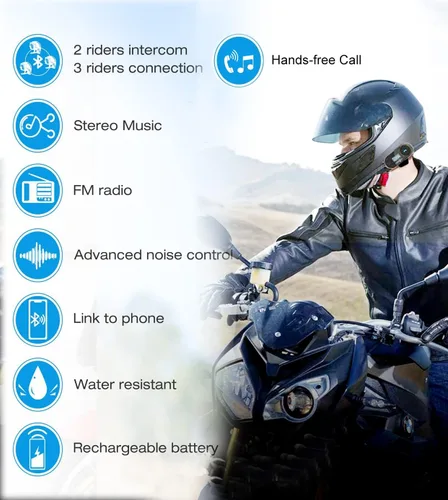 Miniatura 2 de FreedConn TCOM-SC - Auriculares de comunicación con Bluetooth para casco de motociclista, Negro