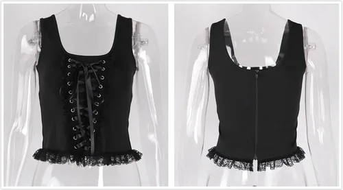 Miniatura 23 de Camisetas sin mangas góticas para mujer, camisola gótica Y2k