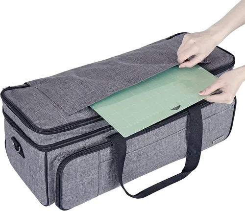 Miniatura 2 de HOMEST Estuche de transporte de doble capa con bolsillo para tapete para Cricut Maker 4, Explore 4, múltiples bolsillos frontales para accesorios