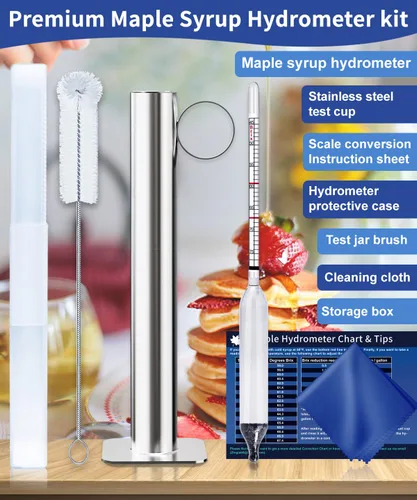 Miniatura 3 de CIMALAB Kit de prueba de hidrómetro de jarabe de arce, hidrómetro para fabricación de jarabe de arce, kit de hidrómetro de jarabe de arce con escala