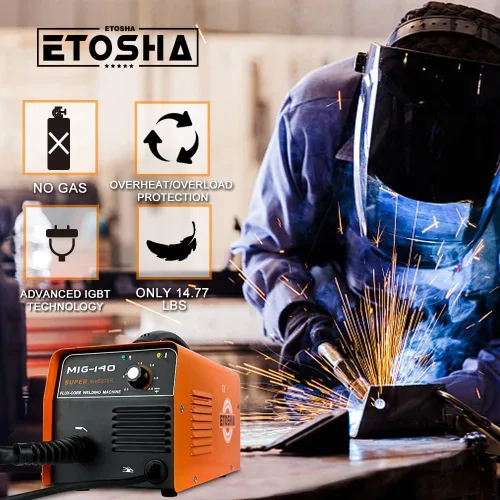 Miniatura 7 de ETOSHA Soldador MIG de 140 amperios, soldador de núcleo de flujo AC 110 V sin gas con inversor IGBT, soldadores automáticos de alimentación