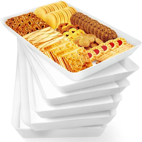 Miniatura 17 de WOWBOX 4 bandejas de servir para entretenimiento, platos para servir aperitivos, frutas, galletas, postres, bandejas de plástico reutilizables