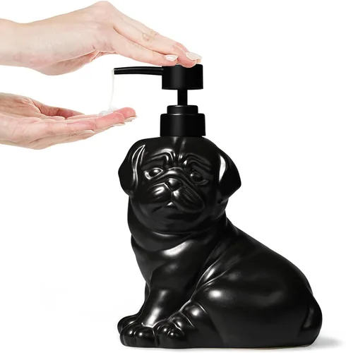 Miniatura 9 de Dispensador de jabón con forma de gato negro, dispensador de jabón de cerámica divertido, aceite esencial recargable de 15 onzas, dispensador
