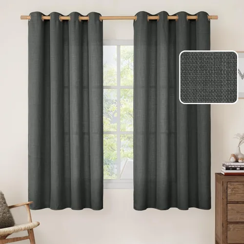 Miniatura 30 de LAMIT Cortinas de Lino Blancas Semitransparentes para Dormitorio, Paneles Filtrantes de Luz, Cortinas de Lino con Ojales de Protección de Privacidad