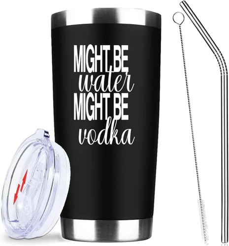 Miniatura 12 de ATHAND Might Be Water Might Be Whisky - Vasos aislados de 20 onzas con tapa y pajilla, vaso de acero inoxidable de doble pared al vacío, taza
