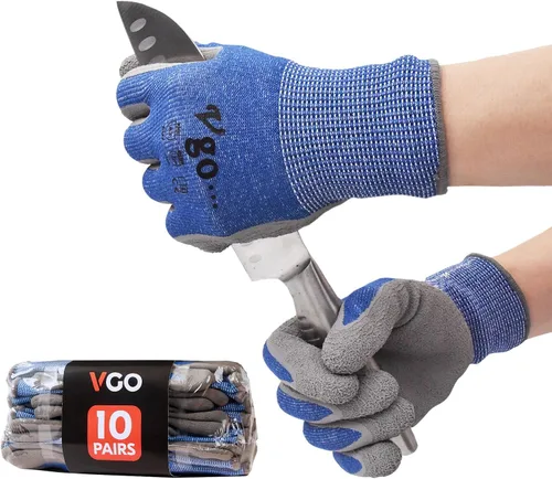 Vgo... Cut Resistant Gloves,Cutproof Work Gloves Men Women,Latex Rubber Coated,EN388 level C, ANSI level A3(RB2148HY,BLUE)