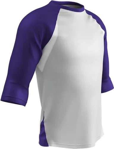Miniatura 8 de Champro Camiseta de béisbol ligera juvenil con manga raglán de tres cuartos de poliéster con inserciones de malla en los costados
