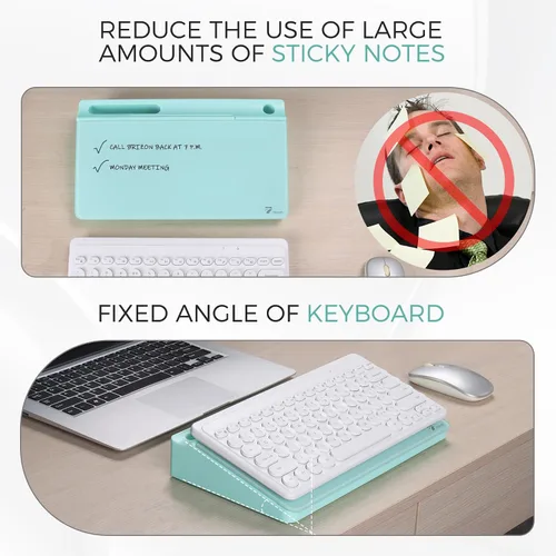 Miniatura 4 de TOWON Pizarra blanca pequeña y compacta de vidrio con almacenamiento, pizarra de borrado en seco de 12 x 7 pulgadas para escritorio, oficina