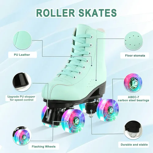 Jessie - Patines de piel sintética ajustables de cuatro ruedas de alta calidad para mujeres, hombres, niños y niñas - Interior y exterior Rueda de