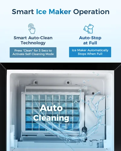 Miniatura 6 de Feelfunn Máquina de hielo comercial con bomba de agua, 85 libras/día, máquina de hielo integrada debajo del mostrador con limpieza automática