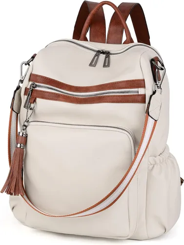 Miniatura 7 de UTO Mochila de cuero vegano para mujer, diseño de moda, convertible con borla, para viajes, con borla