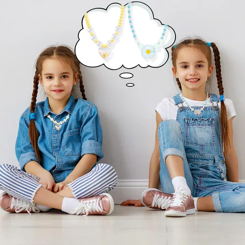 Miniatura 38 de Sumind 6 juegos de joyas para niñas pequeñas, collar de cuentas y pulsera para disfraz, joyas, regalos de princesa para fiestas (estilo mágico)