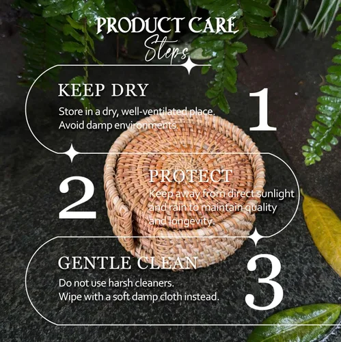 Miniatura 7 de Juego de 6 posavasos de ratán hechos a mano con soporte, posavasos bohemios de mimbre natural, resistentes al calor para bebidas frías y calientes
