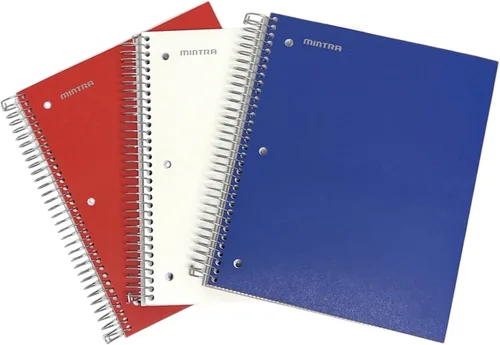 Miniatura 9 de Mintra Office Cuadernos de espiral duraderos, paquete de 3 materias (lavanda, salmón, salvia, rayado universitario)
