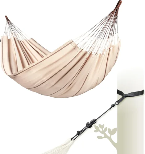 Miniatura 15 de LA SIESTA Modesta Hamaca de algodón orgánico, interior/exterior, dormitorio a patio trasero, hamaca de tela extragrande para 2, máximo 440 libras