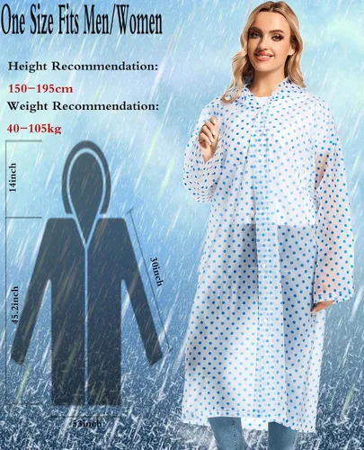 Miniatura 139 de 2 abrigos de lluvia de Borogo para adultos, chaquetas de lluvia reutilizables para hombres y mujeres