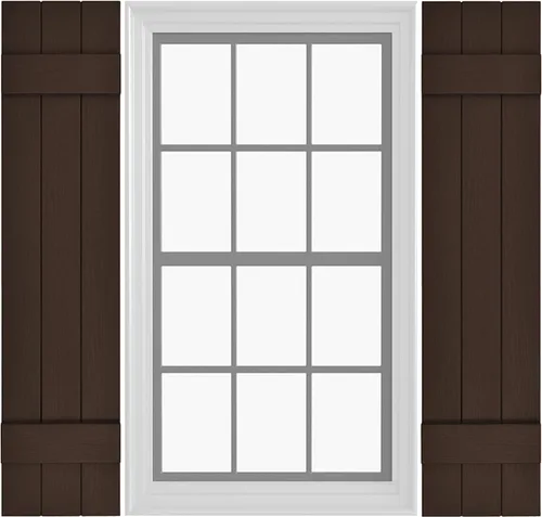 Miniatura 8 de Persianas de Vinilo Board & Batten (1 Par) 11"x31" (3-Tableros) - Negro Cosmos/Pintable Persianas Exteriores para Ventanas Incluye Herrajes