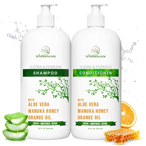 Miniatura 8 de Eczema Psoriasis Shampoo & Conditioner Set para hombres y mujeres – Champú anticaspa para cuero cabelludo seco y cabello – Champú para dermatitis
