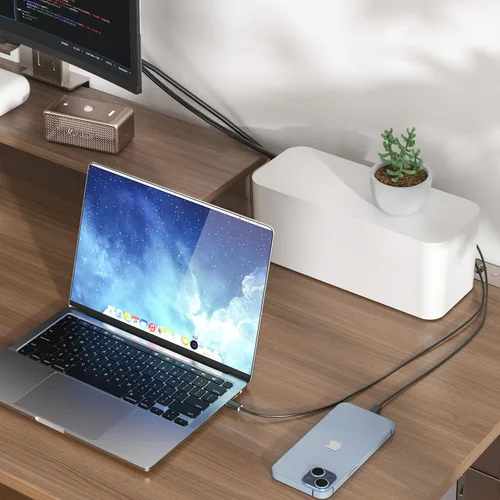Miniatura 2 de YECAYE Paquete de 2 cajas de organización de cables, caja organizadora de cables para mascotas para el hogar y la oficina, caja protectora de cables