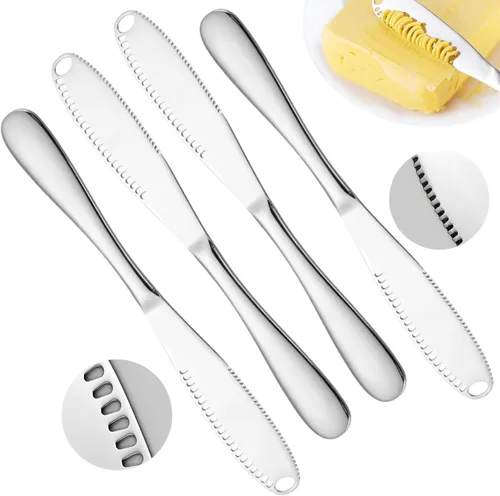 Miniatura 10 de Cuchillo de mantequilla de acero inoxidable Nevkha - Cuchillo listo para mantequilla de 3 en 1, esparcidor de mantequilla y gadget de cocina