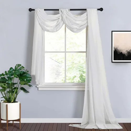 Miniatura 19 de Efavormart - Paneles de cortina de organza transparente verde salvia de 18 pies, cenefa para ventana, arco de boda, tela drapeada para mesa