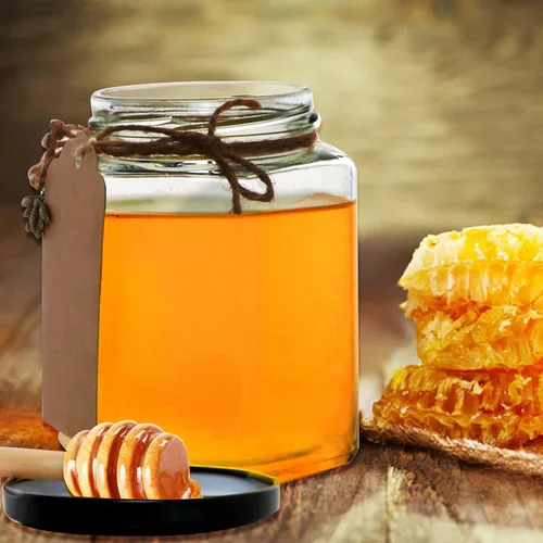 Miniatura 5 de Paquete de 12 tarros de miel de vidrio de 12 onzas con tapas, tarros hexagonales transparentes con tapas negras, tarros de almacenamiento de miel +