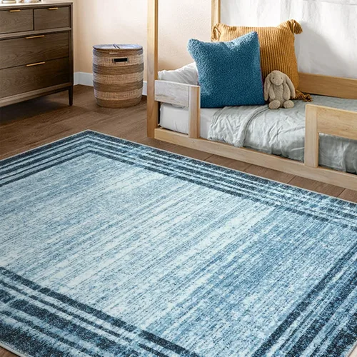 Miniatura 120 de Alfombra de pasillo moderna abstracta Lahome, alfombra lavable turquesa de 2 x 6 pulgadas para entrada, alfombra antideslizante de bajo pelo