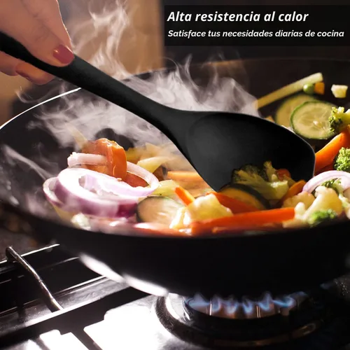 Miniatura 7 de Juego de espátulas de silicona mejorado, Vovoly espátulas de goma resistentes al calor, rascadores flexibles antiadherentes sin costuras para Juego
