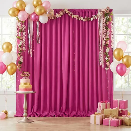 Miniatura 70 de Cortinas de Telón de Fondo Blanco de 2 Paneles 5 x 1,5 m de Poliéster, Telón de Fondo para Fotografía, Cortinas para Decoración de Fondo de Boda