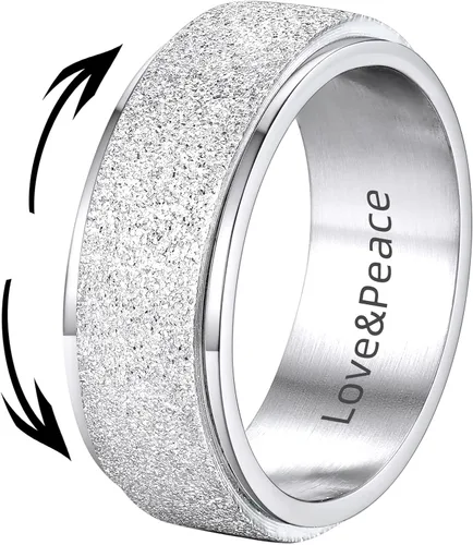 Miniatura 13 de Supcare Anillos antiestrés para mujer de 4/6/0.315 in para la ansiedad, anillo de pulgar con chorro de arena, regalo para mujeres, talla 7-14
